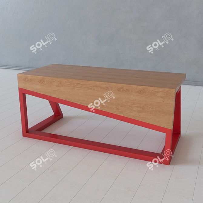 Title: Industrial Loft Metal Wood Table 3D model image 3