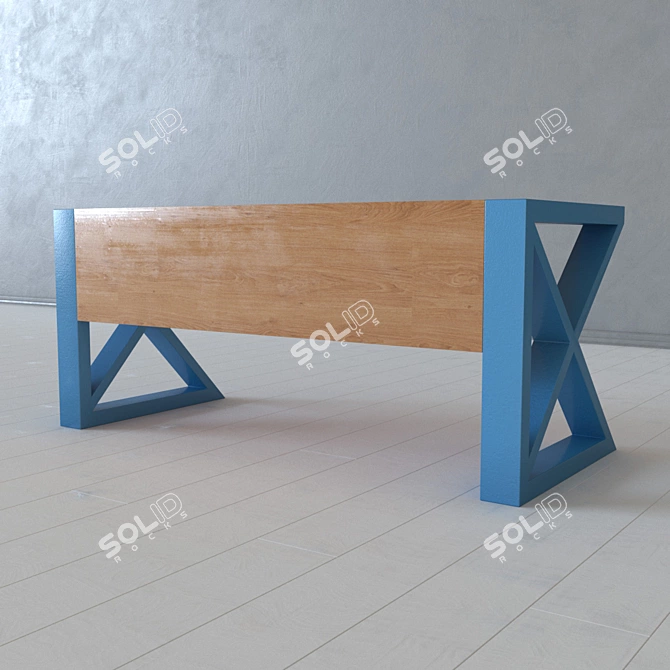 Title: Industrial Loft Metal and Wood Table 3D model image 1