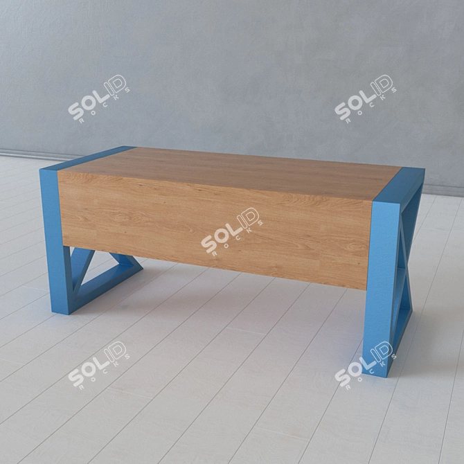 Title: Industrial Loft Metal and Wood Table 3D model image 3