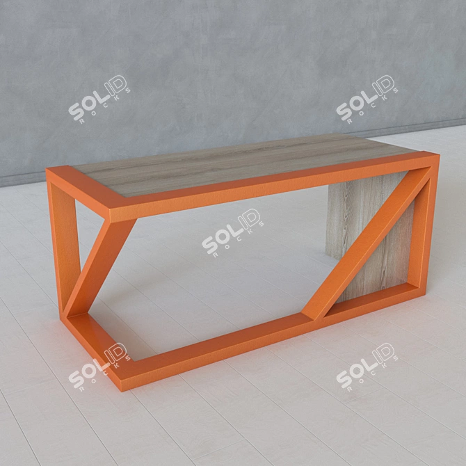 Industrial Metal and Wood Table 3D model image 2