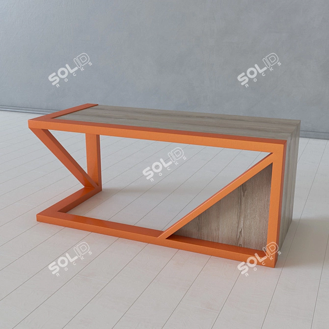 Industrial Metal and Wood Table 3D model image 3