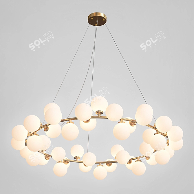 Antique Polished Brass Milk Bubble Chandelier 3D model image 1