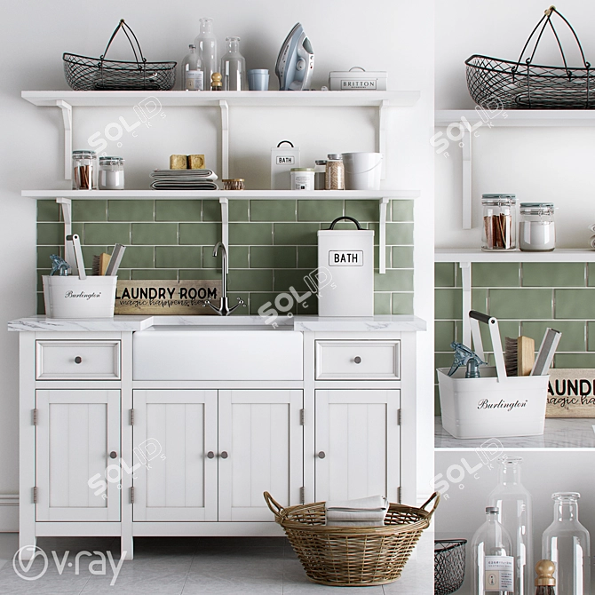 Green Utility Room - Stylish and Functional 3D model image 1