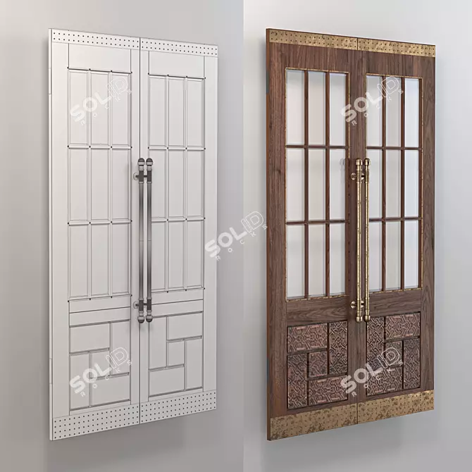 Vintage Custom Wooden Door - 4100x2400 3D model image 1