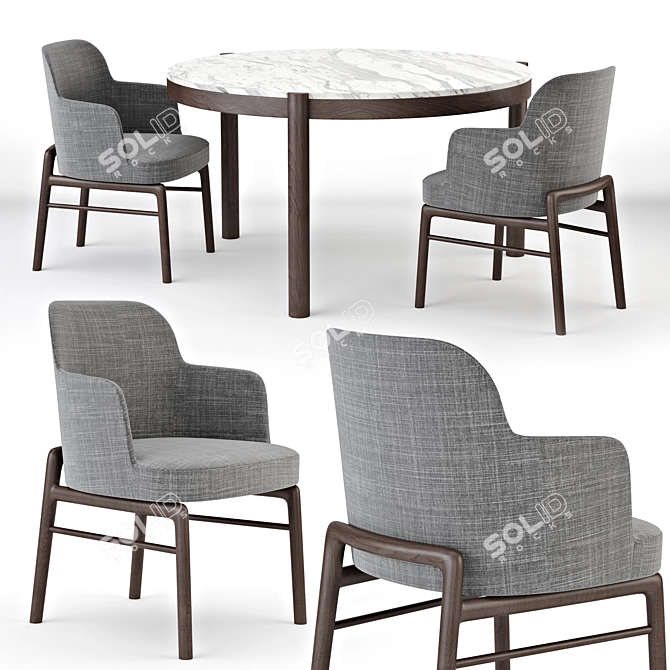 Sleek Flexform Gustav Table & Leda Chair 3D model image 1