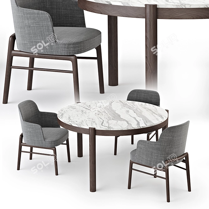 Sleek Flexform Gustav Table & Leda Chair 3D model image 2