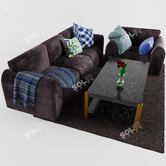 ZEUS Sofa: Stylish Furninova, Chair & Coffee Table Bundle 3D model image 2