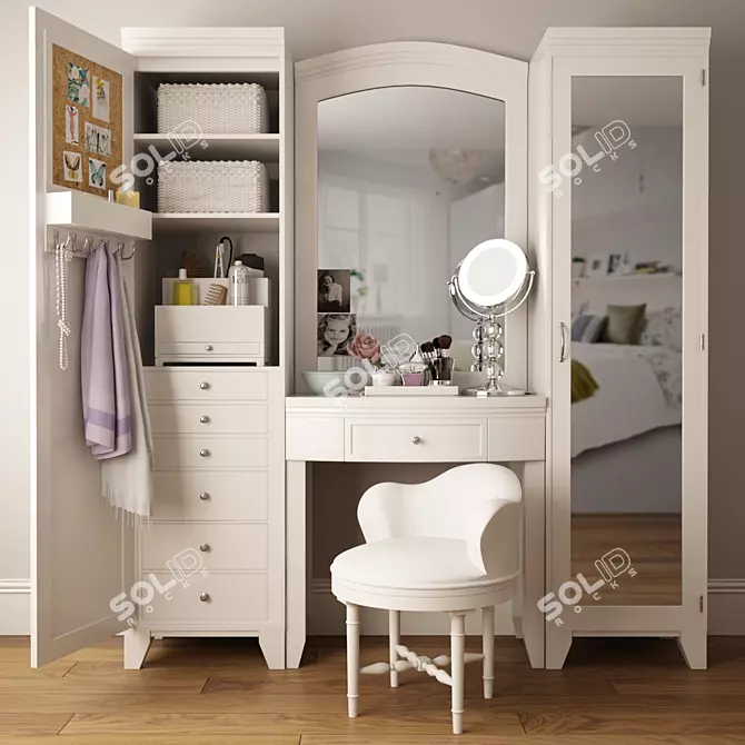 Luxury Dressing Table with High-Resolution Textures 3D model image 1