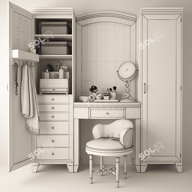 Luxury Dressing Table with High-Resolution Textures 3D model image 3