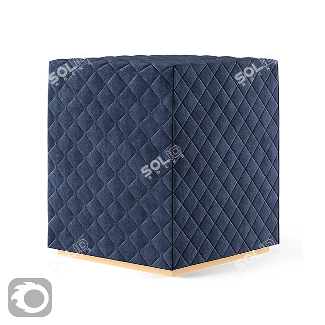 Cris Cross Navy Footstool: Elegant Velvet with Gold Base 3D model image 1