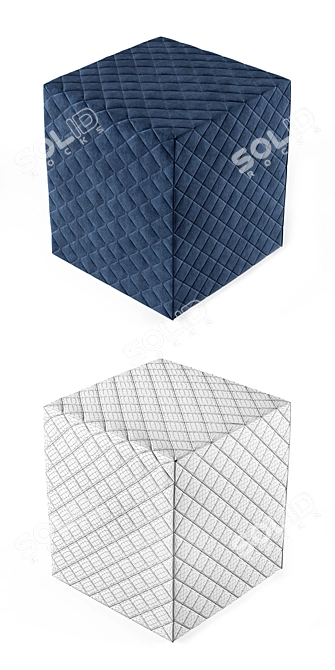 Cris Cross Navy Footstool: Elegant Velvet with Gold Base 3D model image 2