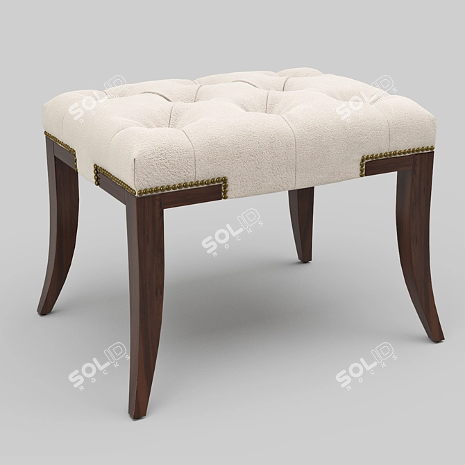 Elegant Mahogany Velvet Ottoman 3D model image 2