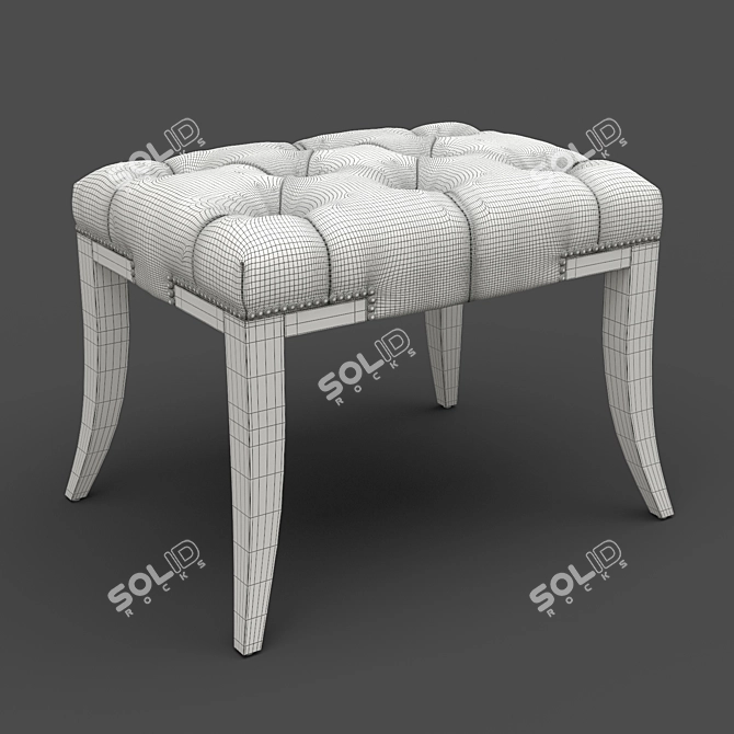 Elegant Mahogany Velvet Ottoman 3D model image 3