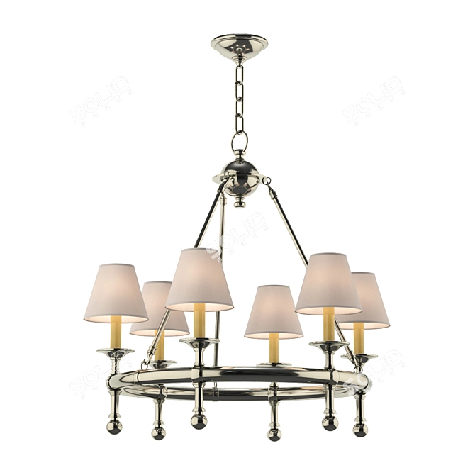 Elegant Nickel Mini Chandelier 3D model image 1