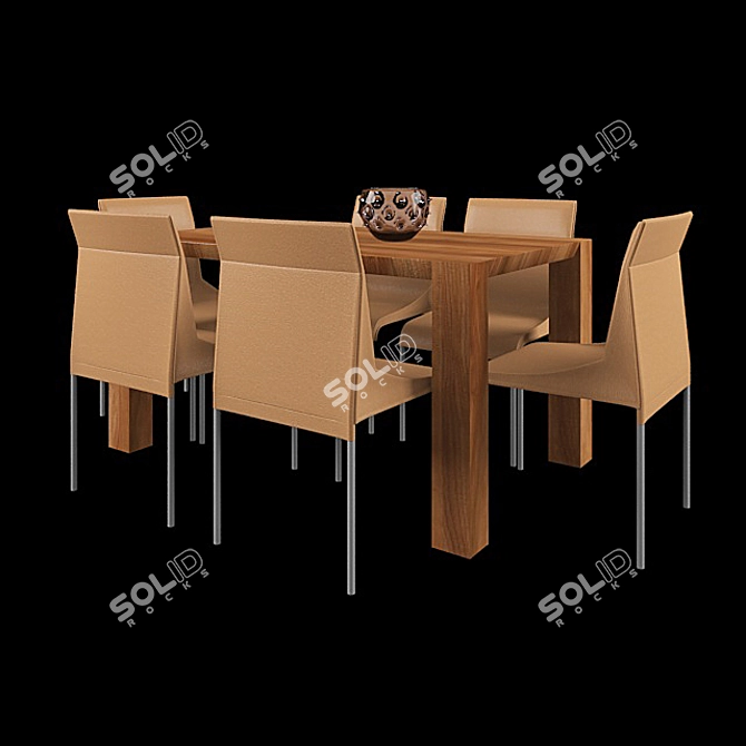 Modern Poliform Table Chair Set 3D model image 1