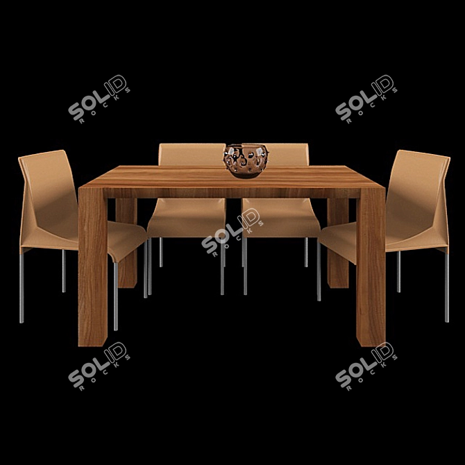 Modern Poliform Table Chair Set 3D model image 2