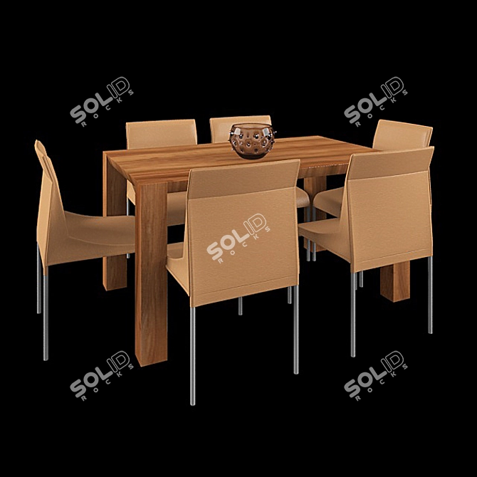 Modern Poliform Table Chair Set 3D model image 3