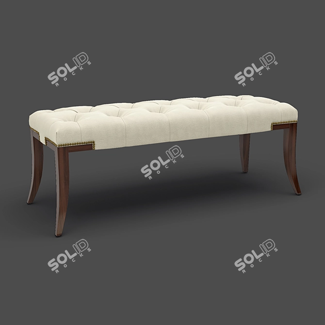 Elegant Mahogany Bancette with Cream Velvet Upholstery 3D model image 1