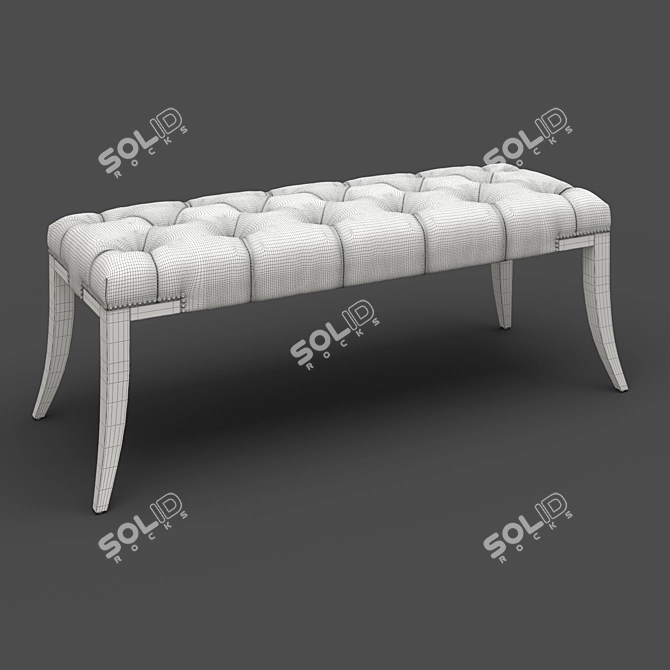 Elegant Mahogany Bancette with Cream Velvet Upholstery 3D model image 3