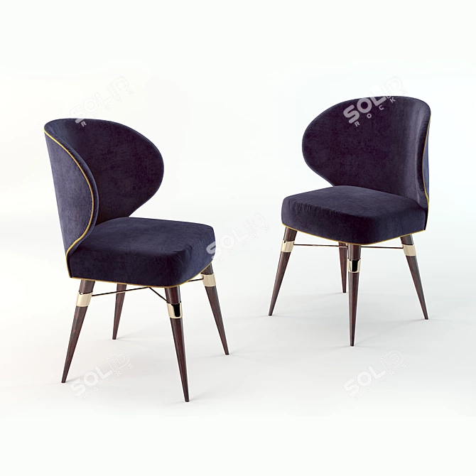 Elegant Mid-Century Dining Chair 3D model image 1