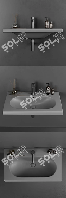 Cielo Fluid Wall-Mounted Washbasin 3D model image 2