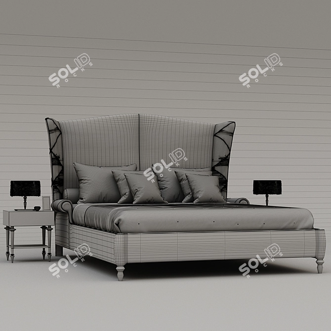 Luxury Italian Upholstered Bed 3D model image 3