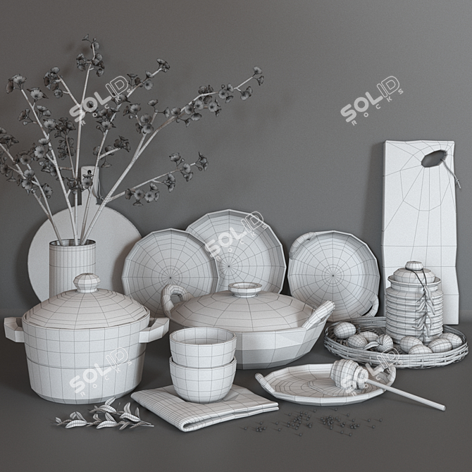 Handcrafted Clay Kitchenware by Muubs 3D model image 2