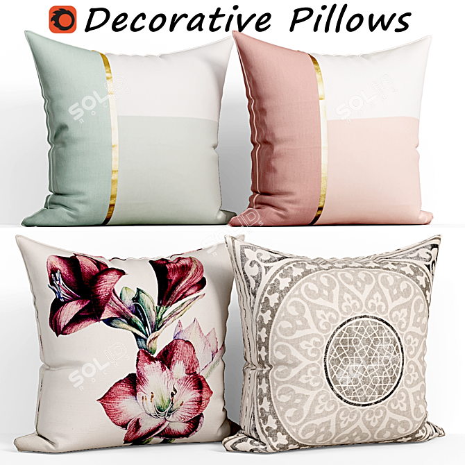 Decorative Pillow Set 120 - Luxurious Fabrics 3D model image 1