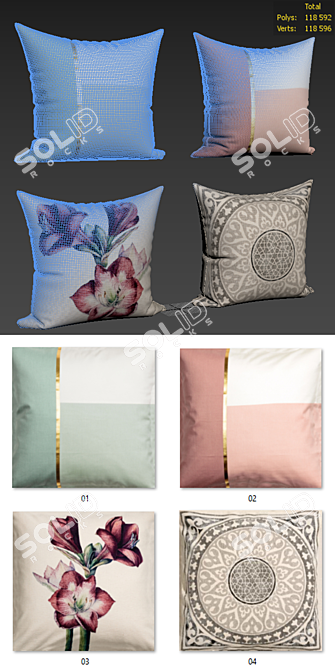 Decorative Pillow Set 120 - Luxurious Fabrics 3D model image 2