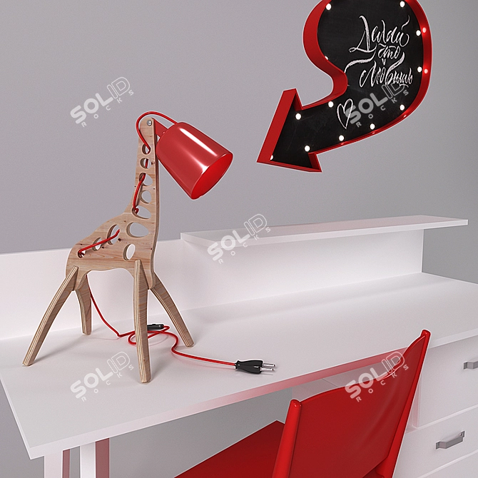 Elegant Writing Desk Set 3D model image 2