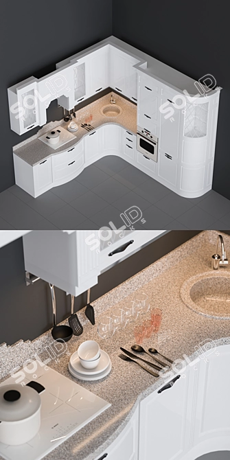 Title: Glossy Elegance for your Kitchen 3D model image 2