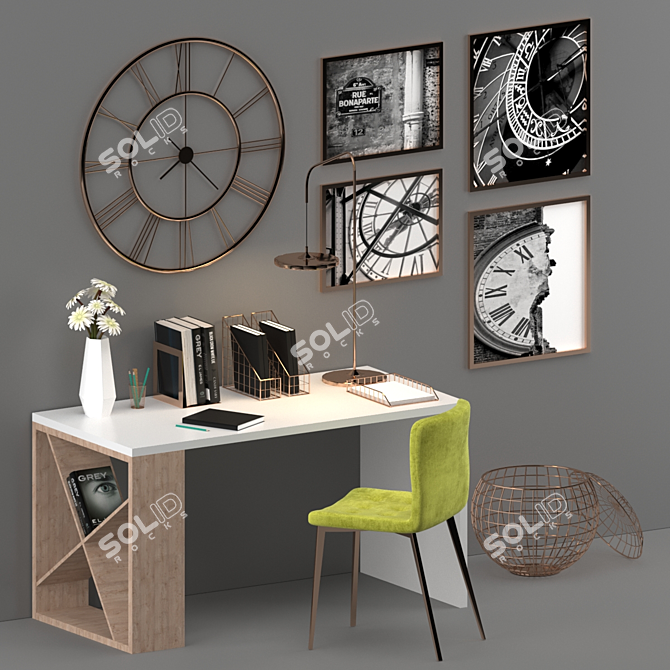 Elegant Desk Organizer Set 3D model image 1