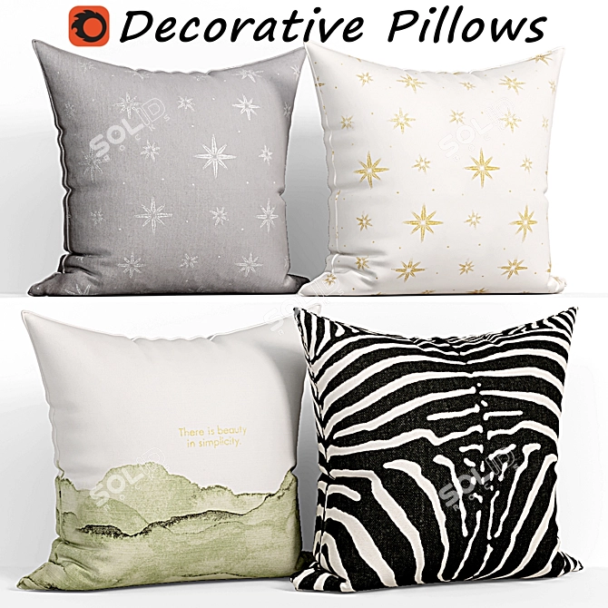 Elegant Pillow Set 122 3D model image 1