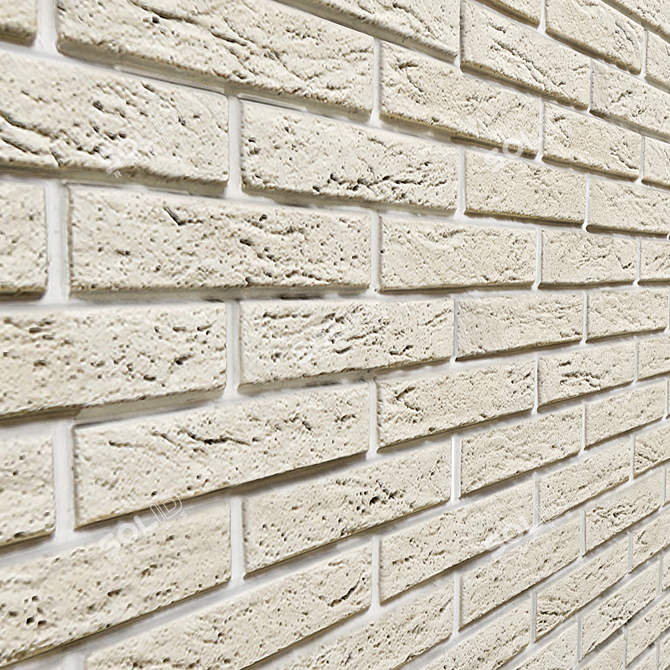 White Brick Wall: Authentic and Versatile Home Decor 3D model image 2