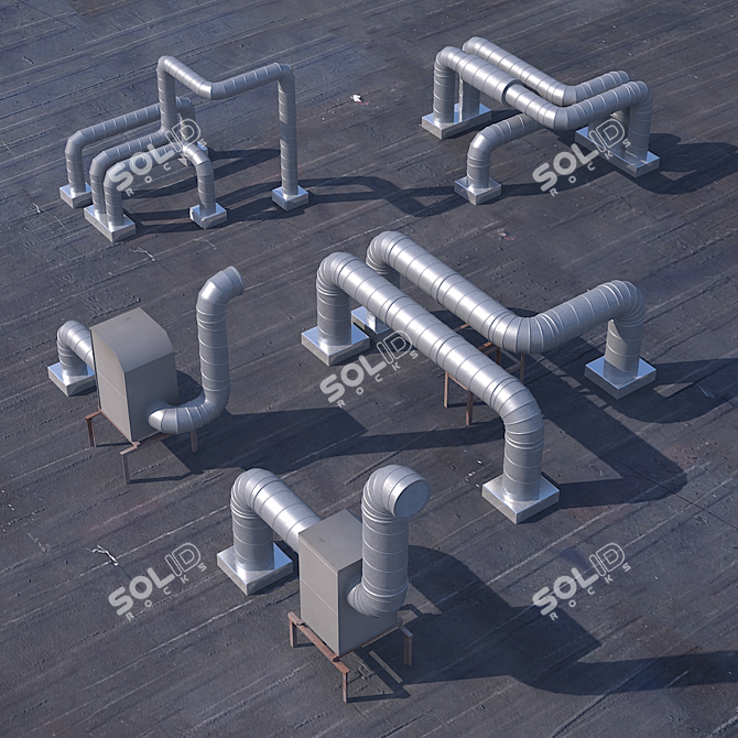 Title: Low Poly Roofing Set 3D model image 2