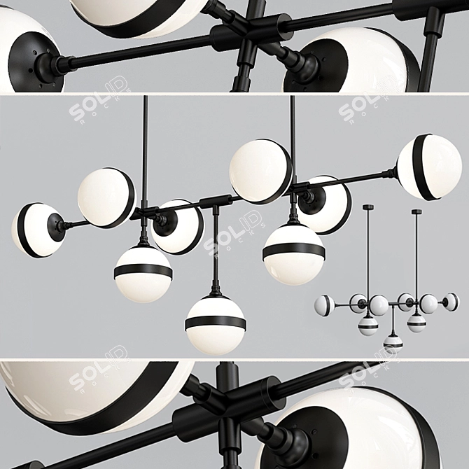 Peggy Futura Hanging Lamps: Sleek Metal and Milk Glass 3D model image 1