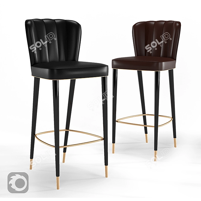 Luxurious Dillon Leather Bar Stool 3D model image 1