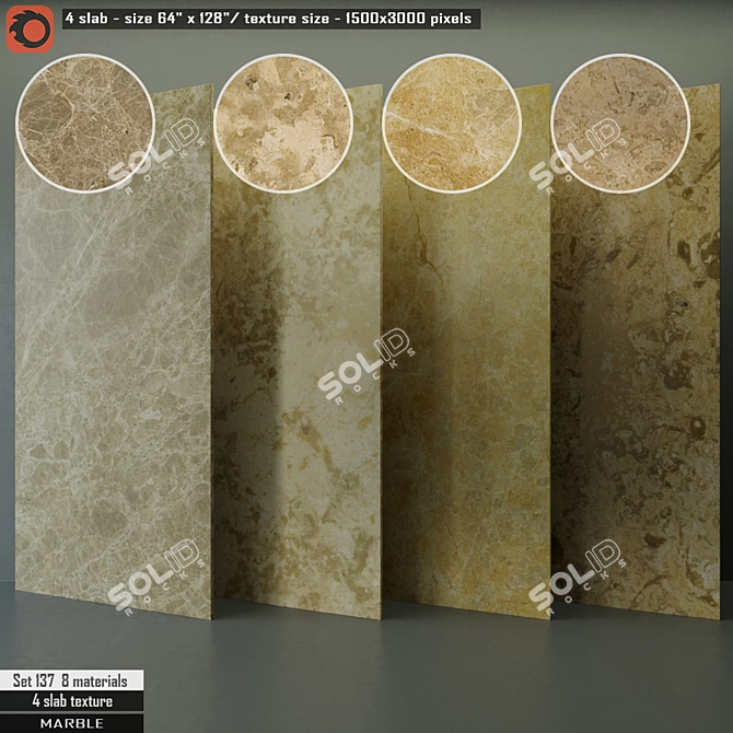 Luxury Marble Slab Set 3D model image 1