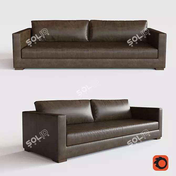 Modena Leather Shelter Sofa 3D model image 1