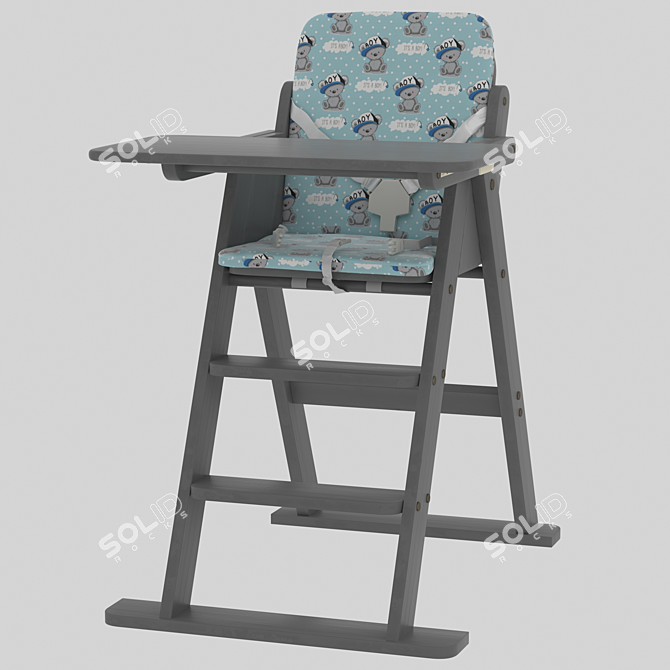 Stylish Wooden Feeding Stool 3D model image 1