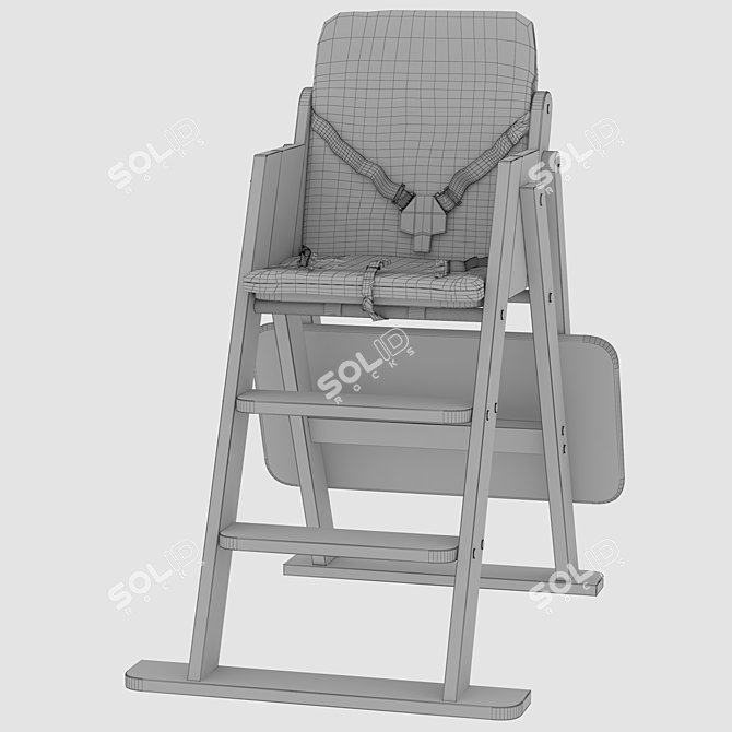 Stylish Wooden Feeding Stool 3D model image 3
