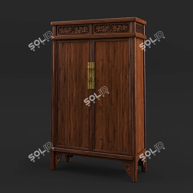 Elegant Qing Dynasty Cabinet 3D model image 1