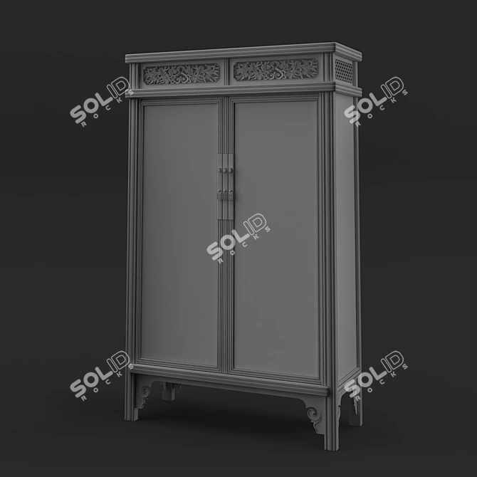 Elegant Qing Dynasty Cabinet 3D model image 2