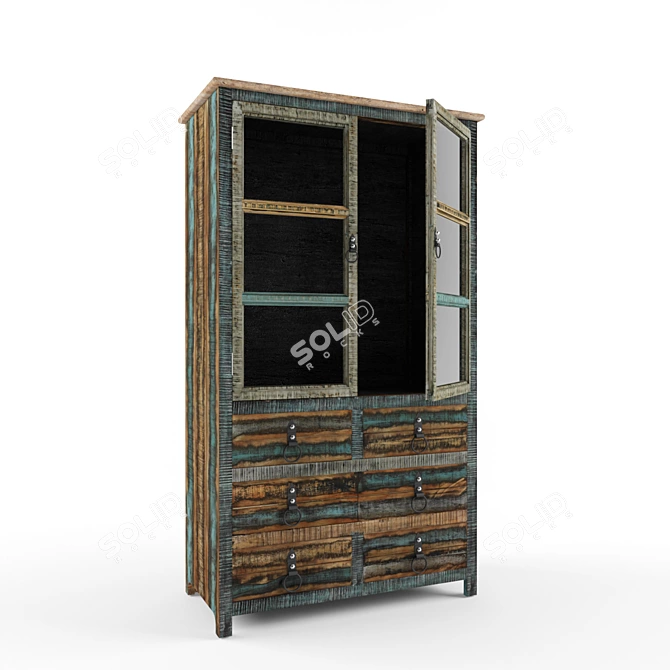 - Title: Powell Calypso 6 Drawer High Cabinet 3D model image 1