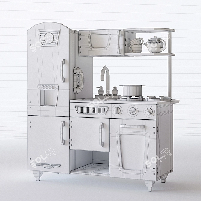 Vintage Kids Play Kitchen - Inspire Imaginative Play 3D model image 3