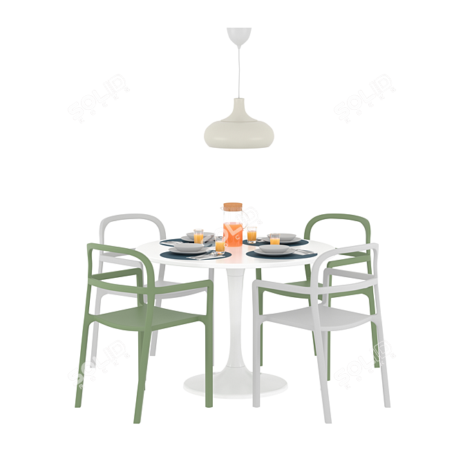 Elegant Table Set & Stylish Tableware 3D model image 2