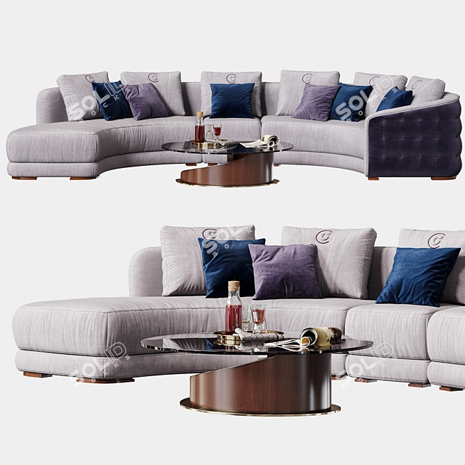 Contemporary Carpanelli Sofa & Minerva Table Set 3D model image 1