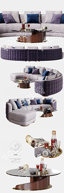 Contemporary Carpanelli Sofa & Minerva Table Set 3D model image 2