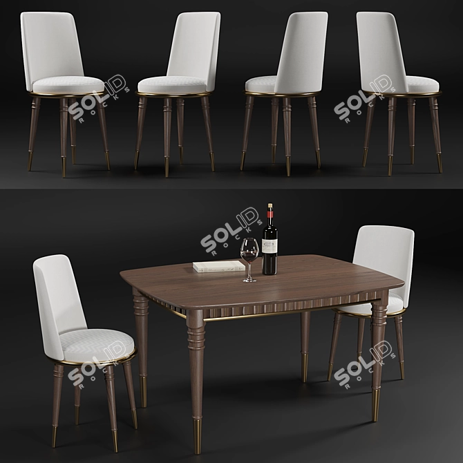 Modern Ginepro Table & Chair 3D model image 1