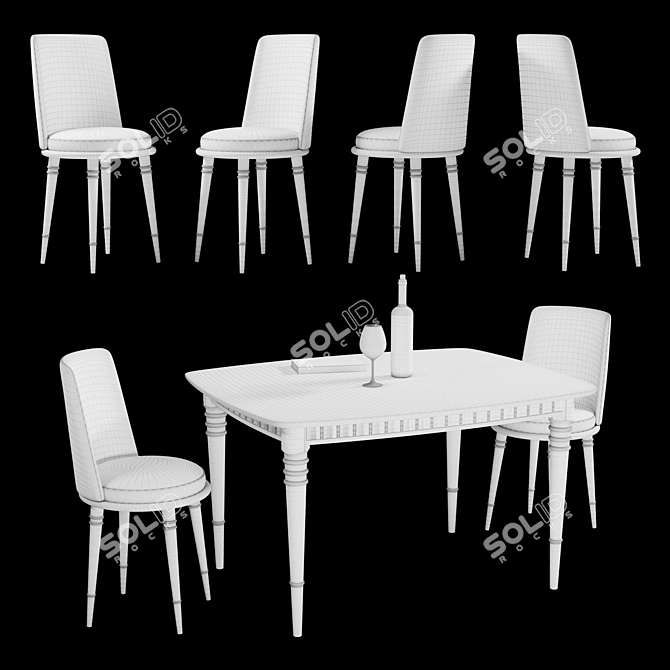 Modern Ginepro Table & Chair 3D model image 2